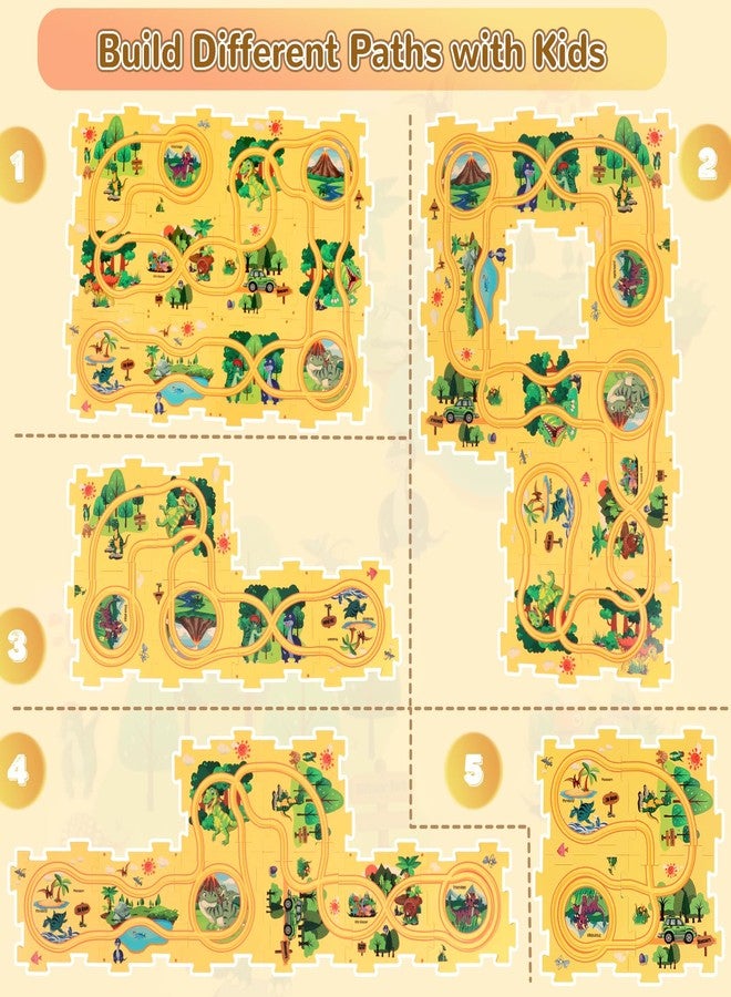 YOOYID Plastic Dinosaur Puzzles for Kids with A Cute Car, Montessori Toys for 3 4 5 6 Year Old Boys, Race Tracks for Kids 3-5, Toddler Puzzle Track Play Set, Gifts for 3 4 5 6 Year Old Boys Toys - Image 4